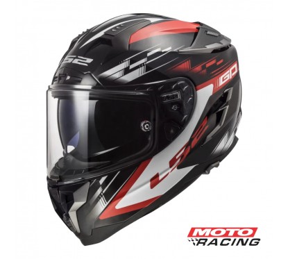 CASCO 327 CHALLENGER GP D- VISOR NEGRO- ROJO BRILLO "XL" (LS2)