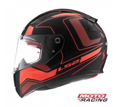 CASCO 353 CARRERA NEGRO-ROJO MATE "XL" (LS2)