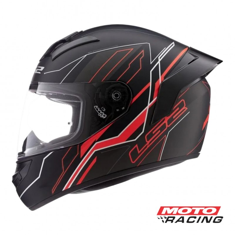 CASCO 352 CHASER C- SPOILER NEGRO- ROJO MATE "S" (LS2)