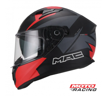 CASCO SPEED 2.0 RAVEN BLANCO- ROJO MATE "M" (MAC)