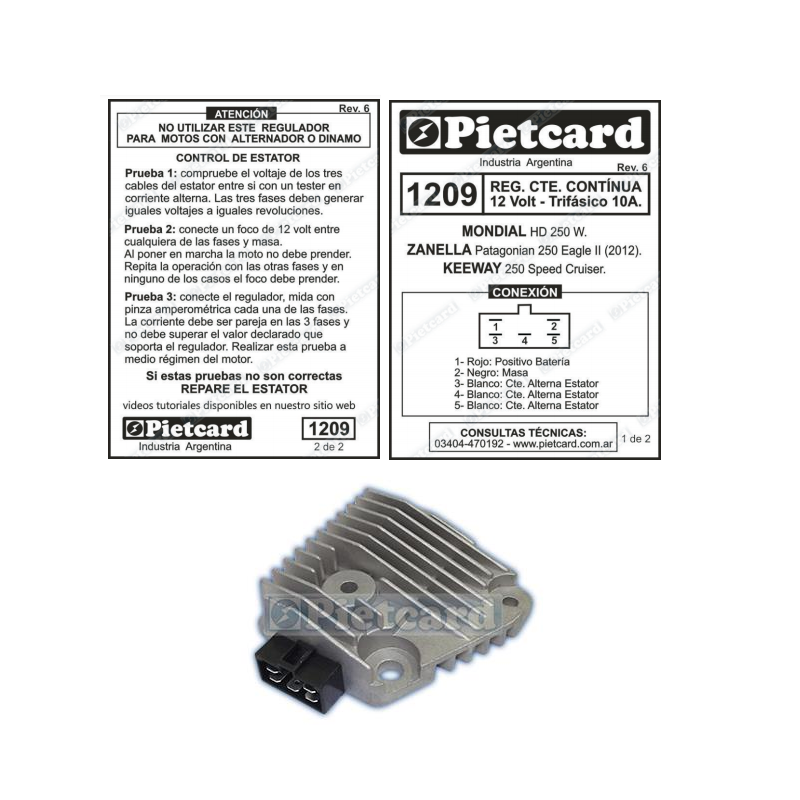 REGULADOR MONDIAL HD 250 W 12v TRIFASICO 10A