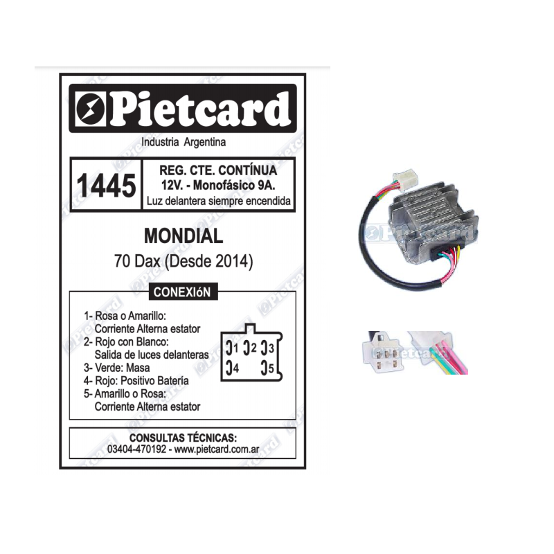 REGULADOR MONDIAL DAX 12V 9A (PIETCARD)
