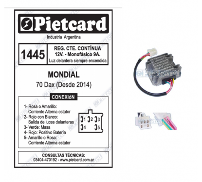 REGULADOR MONDIAL DAX 12V 9A (PIETCARD)