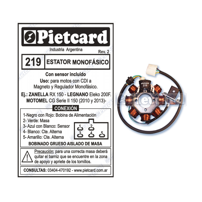 ESTATOR MOTOMEL CG 150 S2 8 POLOS (PIETCARD)