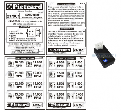 CDI UNIVERSAL PROGRAMABLE A MAGNETO 16 CORTES 6 PIN (PIETCARD)