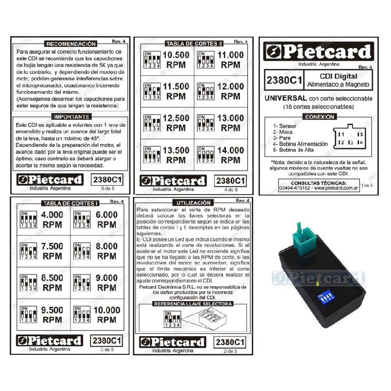 CDI UNIVERSAL PROGRAMABLE A MAGNETO 16 CORTES 5 PIN (PIETCARD)