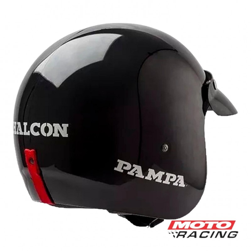 CASCO HALCON PAMPA ABIERTO NEGRO BRILLANTE "S" 56mm