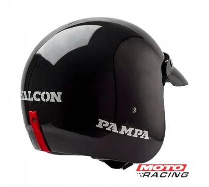 CASCO HALCON PAMPA ABIERTO NEGRO BRILLANTE "S" 56mm