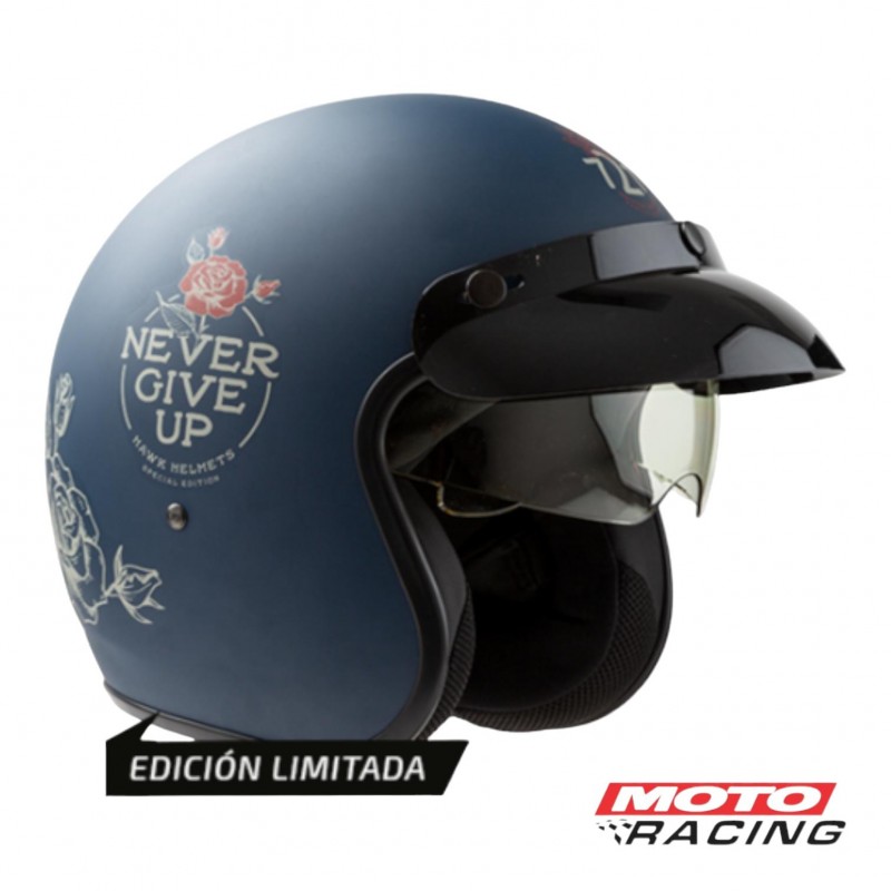 CASCO 721 NEVER GIVE UP AZUL MATE "M" 58cm (HAWK)