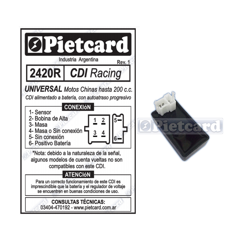 CDI UNIVERSAL A BATERIA RACING 200 6 PIN