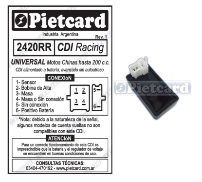 CDI UNIVERSAL A BATERIA RACING 200 6 PIN