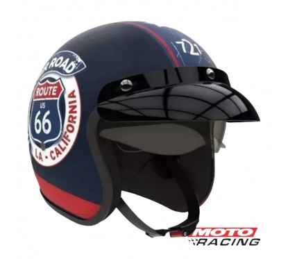 CASCO 721 RUTA 66 AZUL MATE "L" 60cm (HAWK)