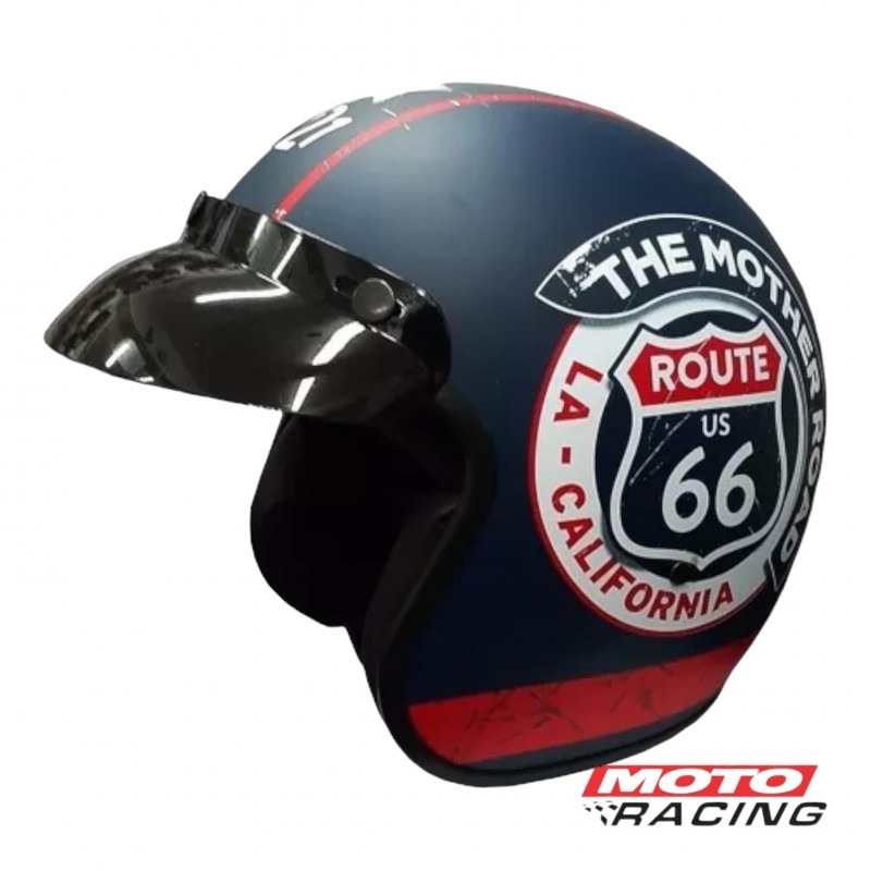 CASCO 721 RUTA 66 AZUL MATE "XL" 62cm (HAWK)
