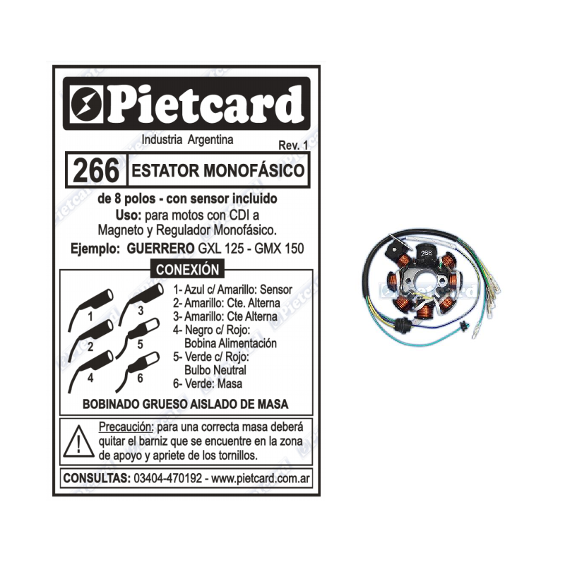 ESTATOR GXL 125-  GMX 150 (8 POLOS)