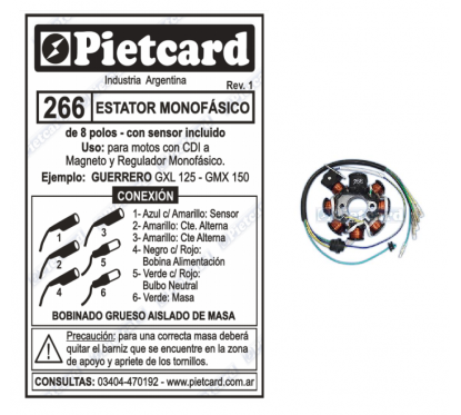 ESTATOR GXL 125-  GMX 150 (8 POLOS)