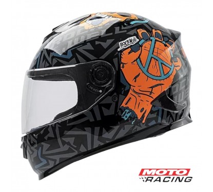 CASCO INTEGRAL ROCKWELL 929 ZOMBIE GRIS- NARANJA "M" (HAWK)