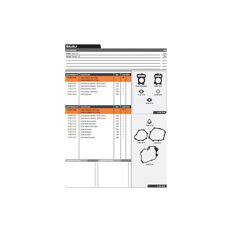JUNTA MOTOR BAJAJ ROUSER 135 S- ORING