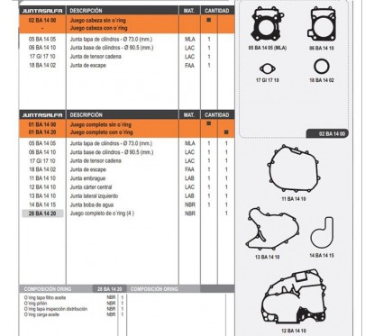 JUNTA MOTOR BAJAJ ROUSER NS 200 C- ORING
