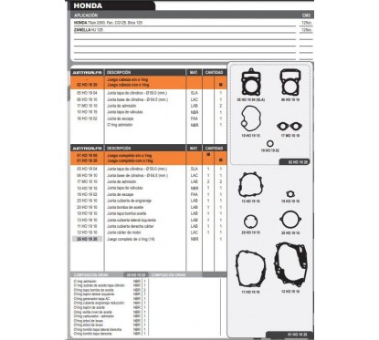 JUNTA MOTOR HONDA CG 125 FAN/TITAN '00/BROS 125 C/O'RING (ALFA)