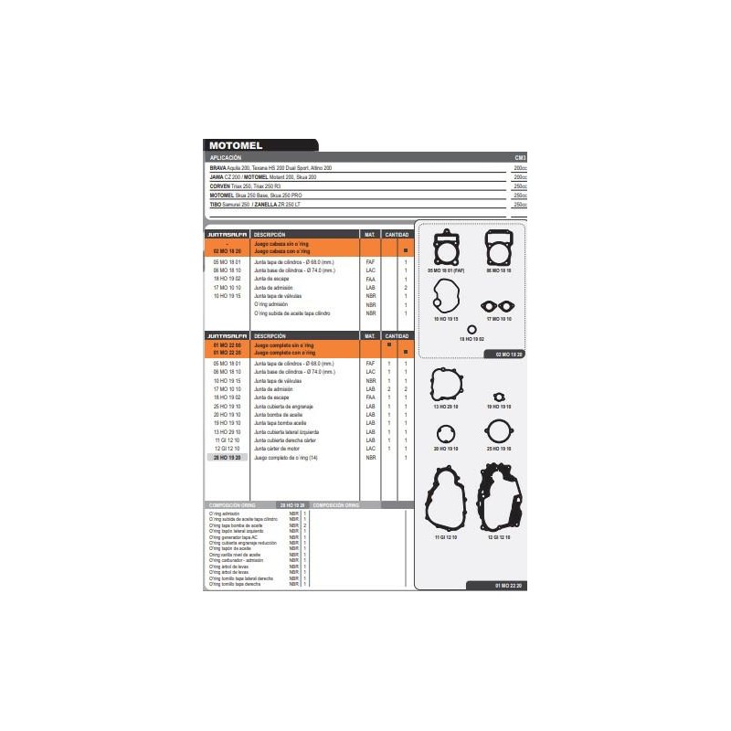 JUNTA MOTOR MOTOMEL SKUA 200-  250 C- ORING