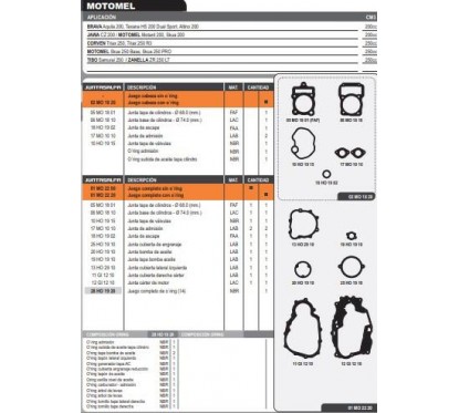 JUNTA MOTOR MOTOMEL SKUA 200/ 250 C/O'RING