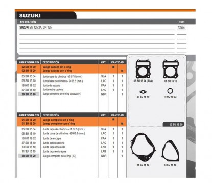 JUNTA MOTOR SUZUKI EN 125/ GN 125 C/O'RING (ALFA)