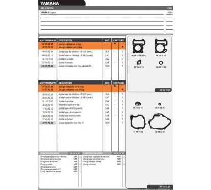 JUNTA MOTOR YAMAHA CRYPTON T-105 C/O'RING (ALFA)