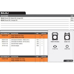 JUNTA CABEZA CILINDRO BAJAJ ROUSER 200-  220 S- ORING