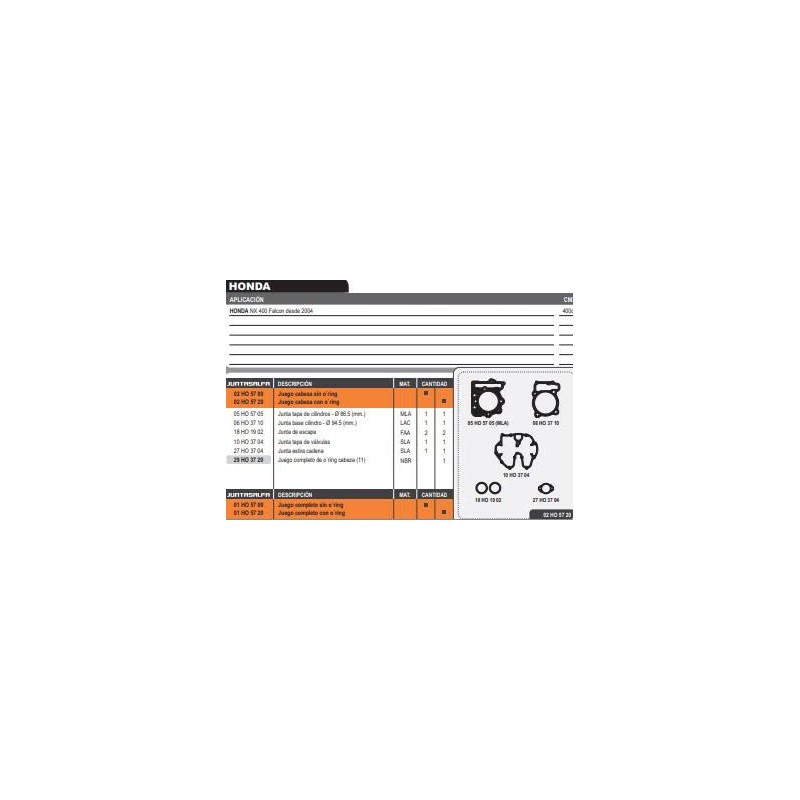 JUNTA CABEZA CILINDRO HONDA NX 400 FALCON M- N C- ORING
