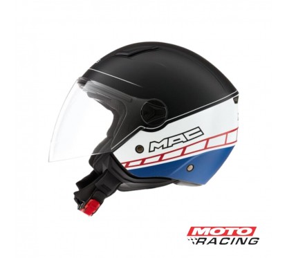 CASCO BEAT STRADA NEGRO-BLANCO-AZUL ABIERTO C- VISOR "XXL" (MAC)