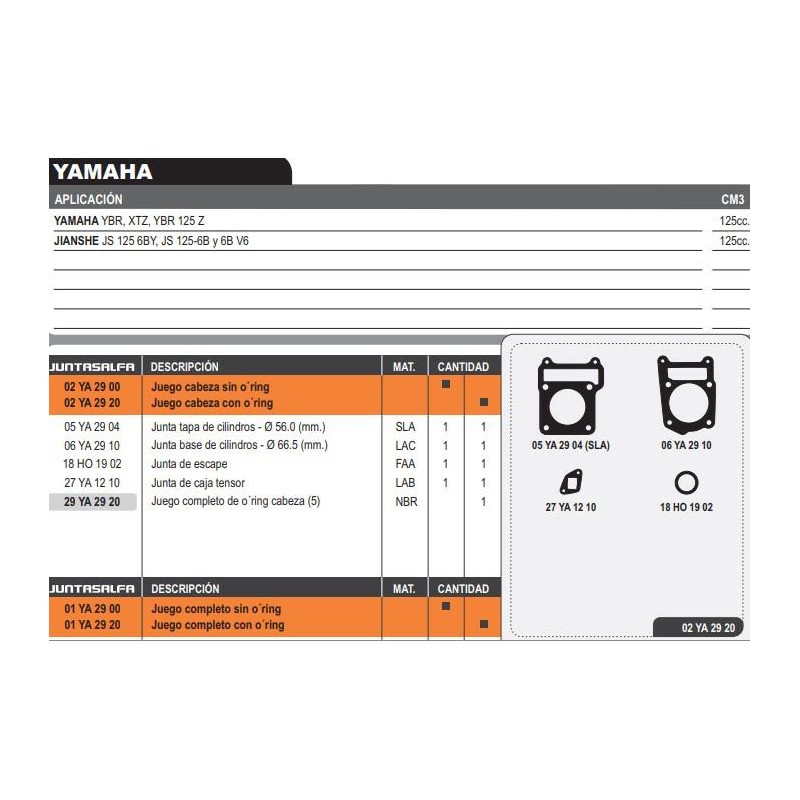 JUNTA CABEZA CILINDRO YAMAHA YBR 125-  XTZ 125 C- ORING