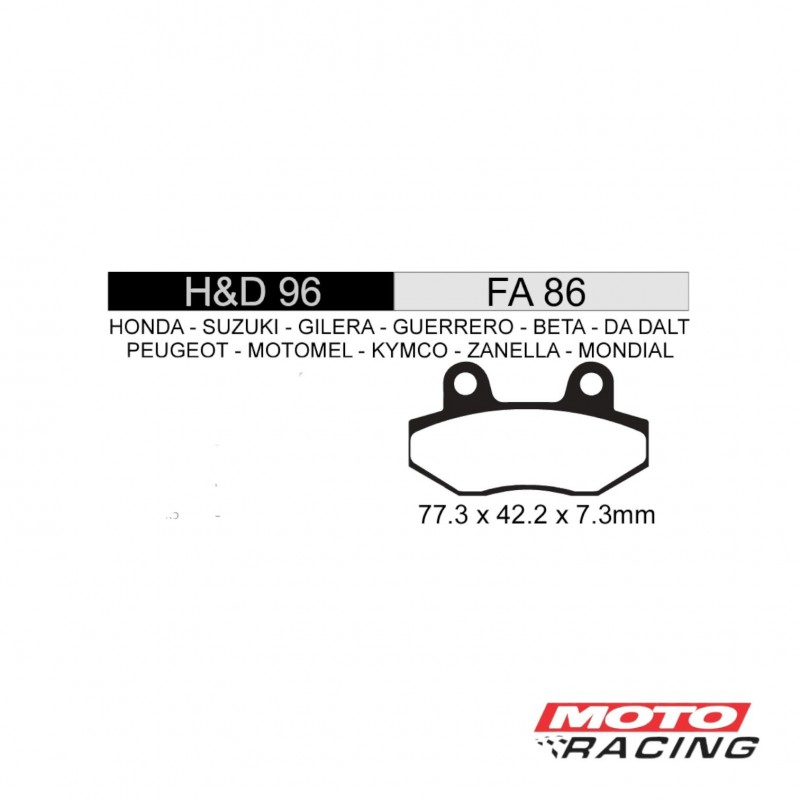 PASTILLA FRENO GILERA SMASH S- CUERNO FA86 (KISHO)