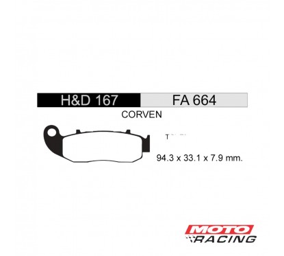 PASTILLA FRENO CORVEN TOURING 250 DELANTERA (HD)