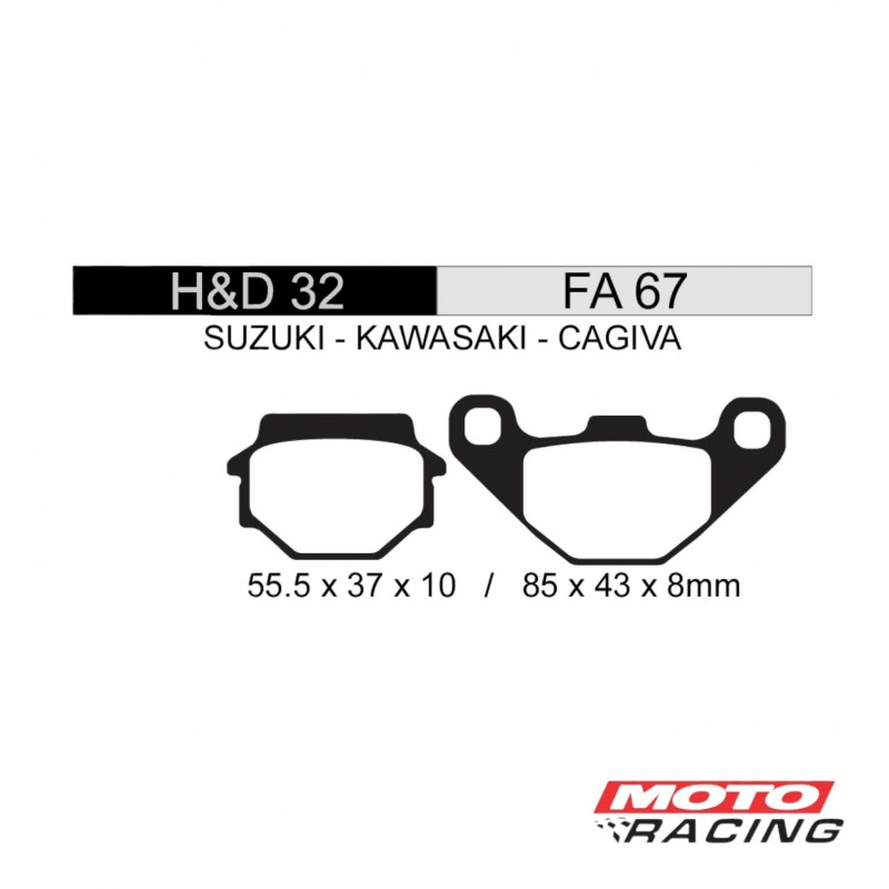 PASTILLA FRENO KAWASAKI KLR 650 -  GN 125 TRASERA FA67