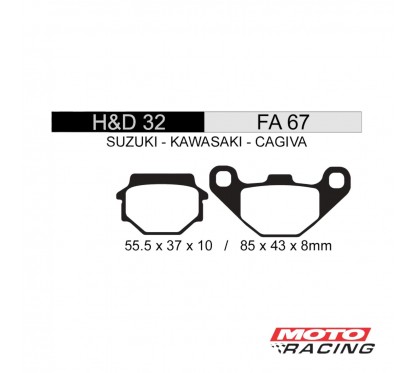 PASTILLA FRENO KAWASAKI KLR 650 -  GN 125 TRASERA FA67