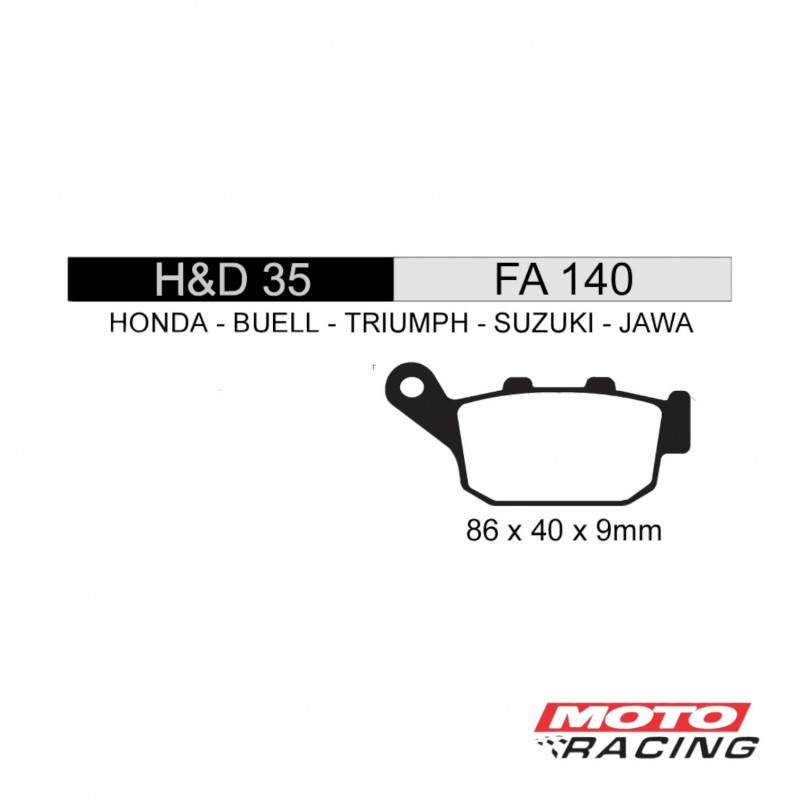 PASTILLA FRENO HONDA XL 600 91- 97 TRAS. FA140 (HD)