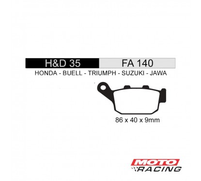 PASTILLA FRENO HONDA XL 600 91- 97 TRAS. FA140 (HD)