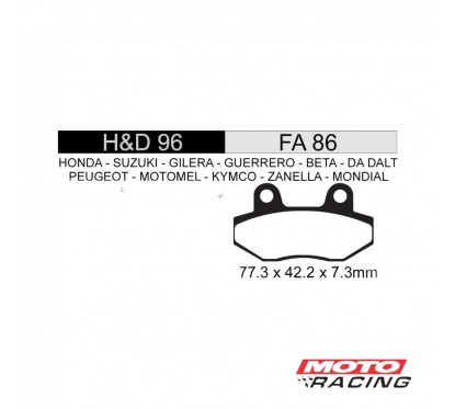 PASTILLA FRENO SMASH - TRIP-  ZB -  BIT 110 S- CUERNO FA86