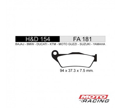 PASTILLA FRENO DELANTERO YAMAHA FZ 16 -  PULSAR FA181 (STD)