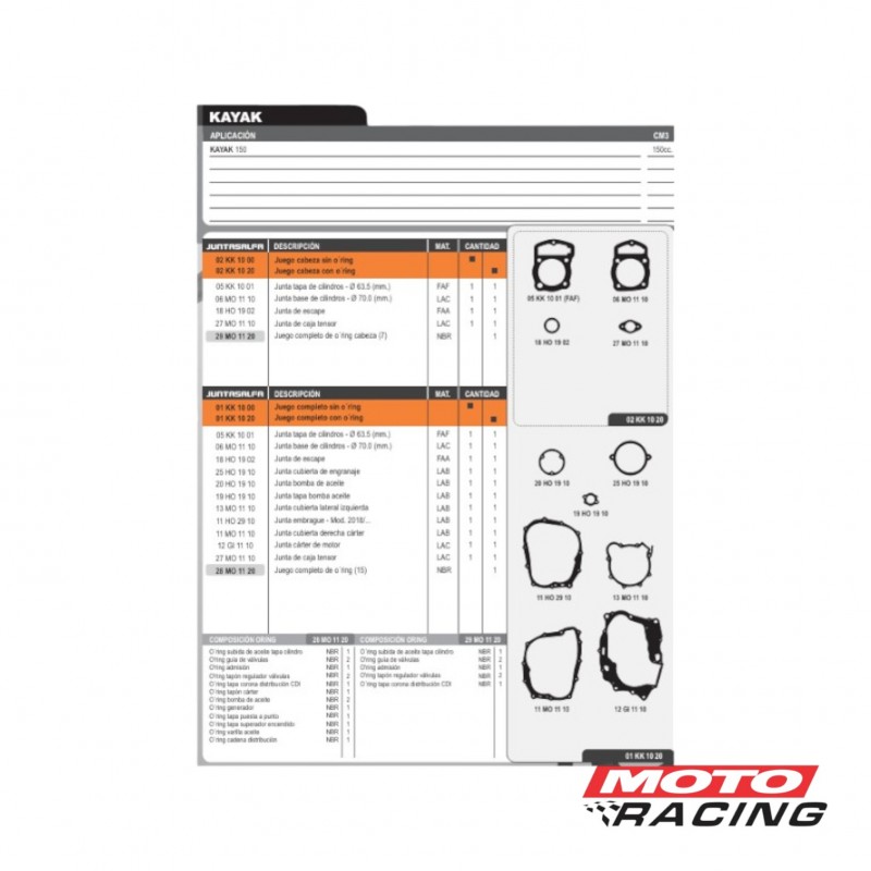 JUNTA MOTOR KAYAK 150 C- ORING