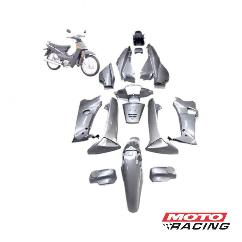 KIT PLASTICOS HONDA WAVE M- N PINTADO GRIS CLARO14P NAC (OKINOI)
