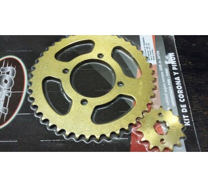 CORONA Y PIÑON YAMAHA YBR 125 43- 14 DORADA