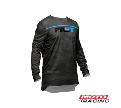 REMERA JERSEY MOTOCROS- ENDURO FAST GRIS PLOMO- AZUL "M" (PRO TO)