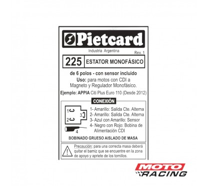 ESTATOR APPIA CITI PLUS 110 D '12 C/ENC C.A. A MAG 6 POLOS (PI)