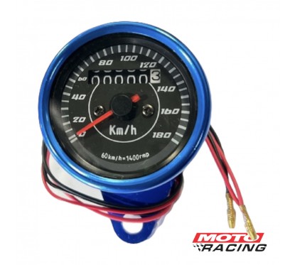 TABLERO CUENTA KM/H UNIVERSAL T/ CAFE RACE MECANICO AZUL (OSA)