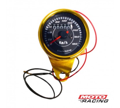 TABLERO CUENTA KM/H UNIVERSAL T/ CAFE RACE MECANICO DORADO (OS)