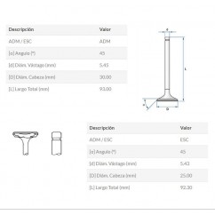 VALVULA ADMISION HONDA CG TODAY 125 92 -99-  XLR 125 (3B)