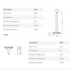 VALVULA ADMISION HONDA CBX 250 TWISTER -  TORNADO