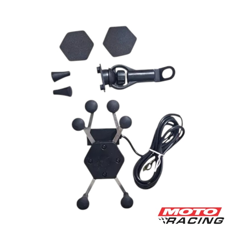 PORTA CELULAR 6 PUNTAS C- USB 12V P- ESPEJO (FORTE)