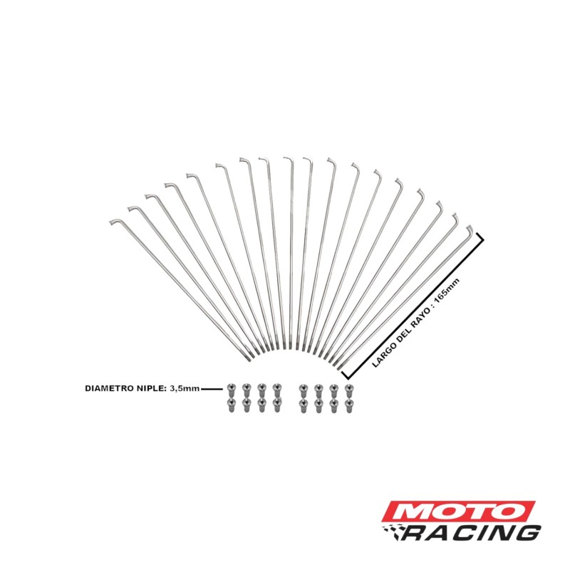 RAYOS C-  NIPLES 3.5 x 160mm TRASERO HONDA TITAN 36un (PRO TORK)